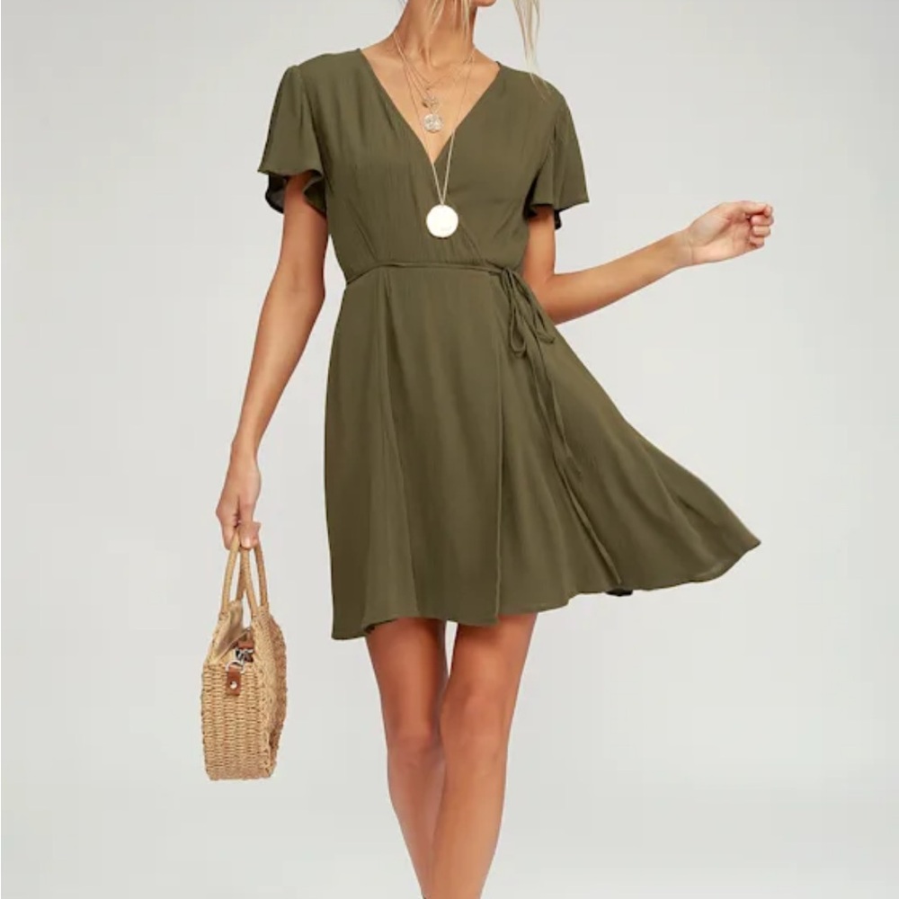 Lulu’s Olive Green Short Sleeve Dress